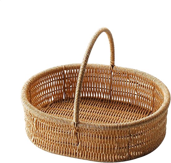 Brotkorb, Snack-organizer, Brotkorb In Rattanoptik, Dekorative Obstschalen Mit Griffen Für Die Küchentheke