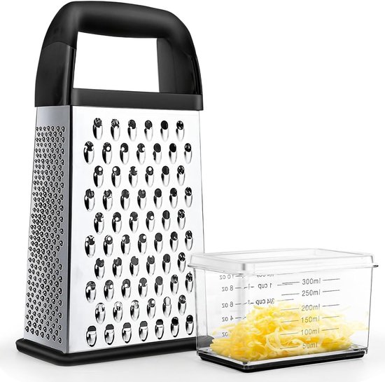 Vierseitige Käsereibe Mit Halterung 100 Bpa-freier Edelstahl Käsereibe Zum Reiben Von Käse Und Zerkleinern Von Gemüse Rutschfester Griff 12 X 7 X