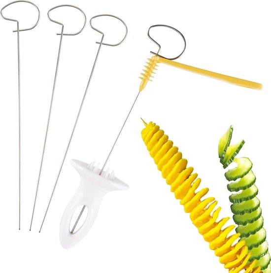 Spiral Kartoffelschneider Manueller Gemüseschneider Multifunktionaler Manueller Spiralschneider Mit 4 Edelstahlstäben Glatter Griff Rutschfester
