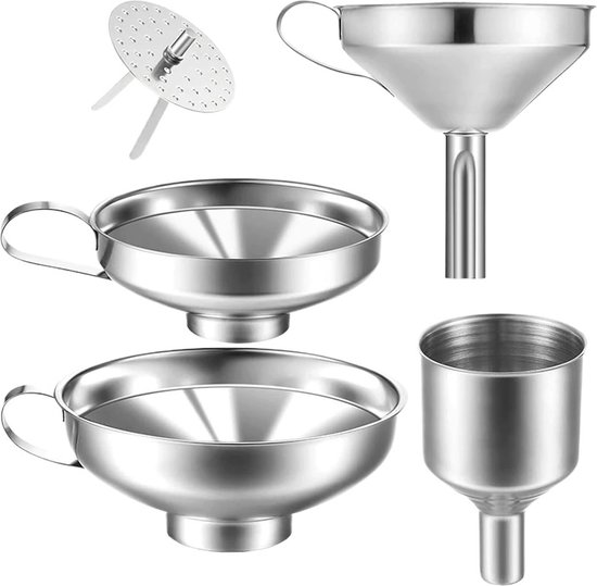 Trichter 4er Pack Edelstahl Küchentrichter, Marmeladentrichter, Küchenhelfer, Für Glasflaschen, Gewürzgläser, Zum Ausgießen Von Flüssigkeiten, Sp