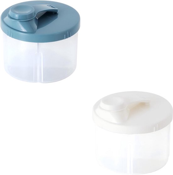 2er-pack Babynahrungsspender – Tragbare Aufbewahrungsbox Mit Drehbarem Spender – Milchpulverspender In Reisegröße Mit Fächern – Blau/rosa