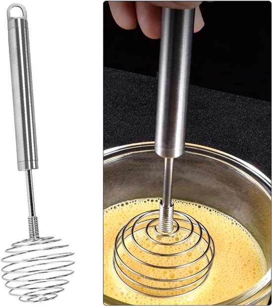Handbesen Mit Federspule, Edelstahl, Für Eier, Milch Und Als Stabmixer, 241 X 58 Cm – Küchenzubehör Zum Kochen Und Backen
