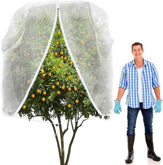 1 Stück Großes Obstbaumnetz Obstbaumnetz Mit Reißverschluss Und Kordelzug 240 X 240 Cm Ultrafeines Netzgewebe Insekten Und Vogelschutz Für Pflanz