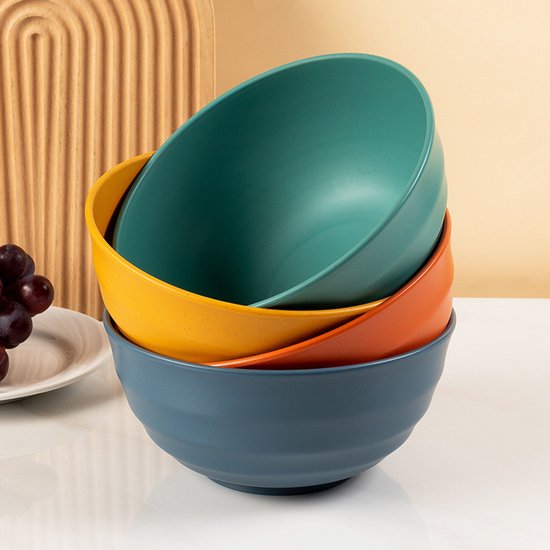 Set Mit 4 Bruchsicheren Frühstücksschalen Aus Weizenstroh Mikrowellen Und Spülmaschinengeeignet Wiederverwendbare Kunststoffschalen Für Suppe, Sa