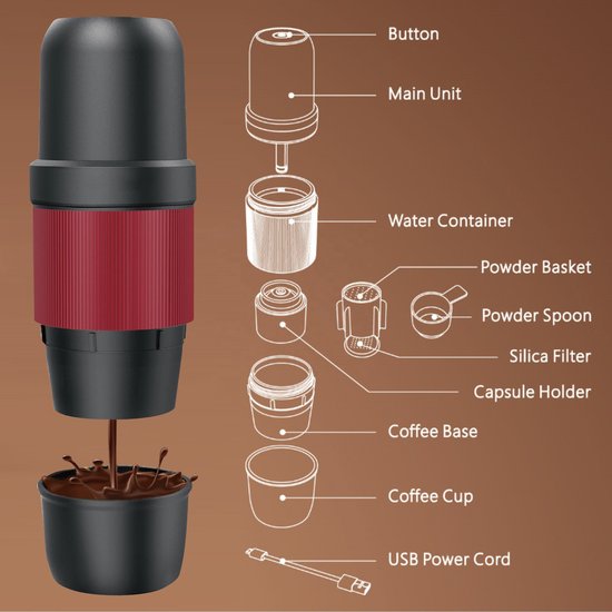 Tragbare Manuelle Kaffeemaschine Elektrische Italienische Espressokanne Tragbare Kaffeekanne Für Pulver Und Kapseln Für Den Außenbereich