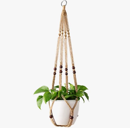 Makramee Pflanzenampeln, 2er Set, Hängekorb Für Zimmerpflanzen, Blumentopfhalter, Baumwollseil Mit Perlen, Ohne Quasten, 90 Cm (blumentopf Nicht