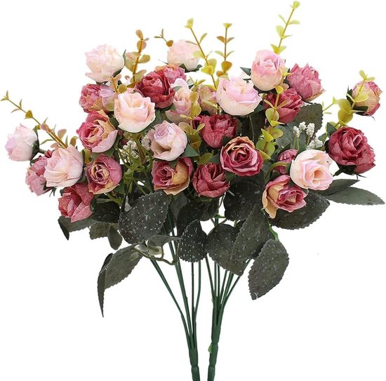 21 Künstliche Rosen 2 Sträuße Diamantrosen Für Hochzeiten Und Heimdekoration Künstliche Halter Für Blumenvase Rosa