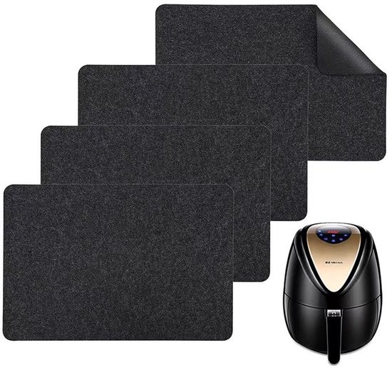 4 Teilige Wärmeisolierende Matte Für Heißluftfritteusen Rutschfeste Matte Für Küchengeräte Schutzmatte Filzmaterial 44 X 30 X 0,3 Cm Auch Für Mix