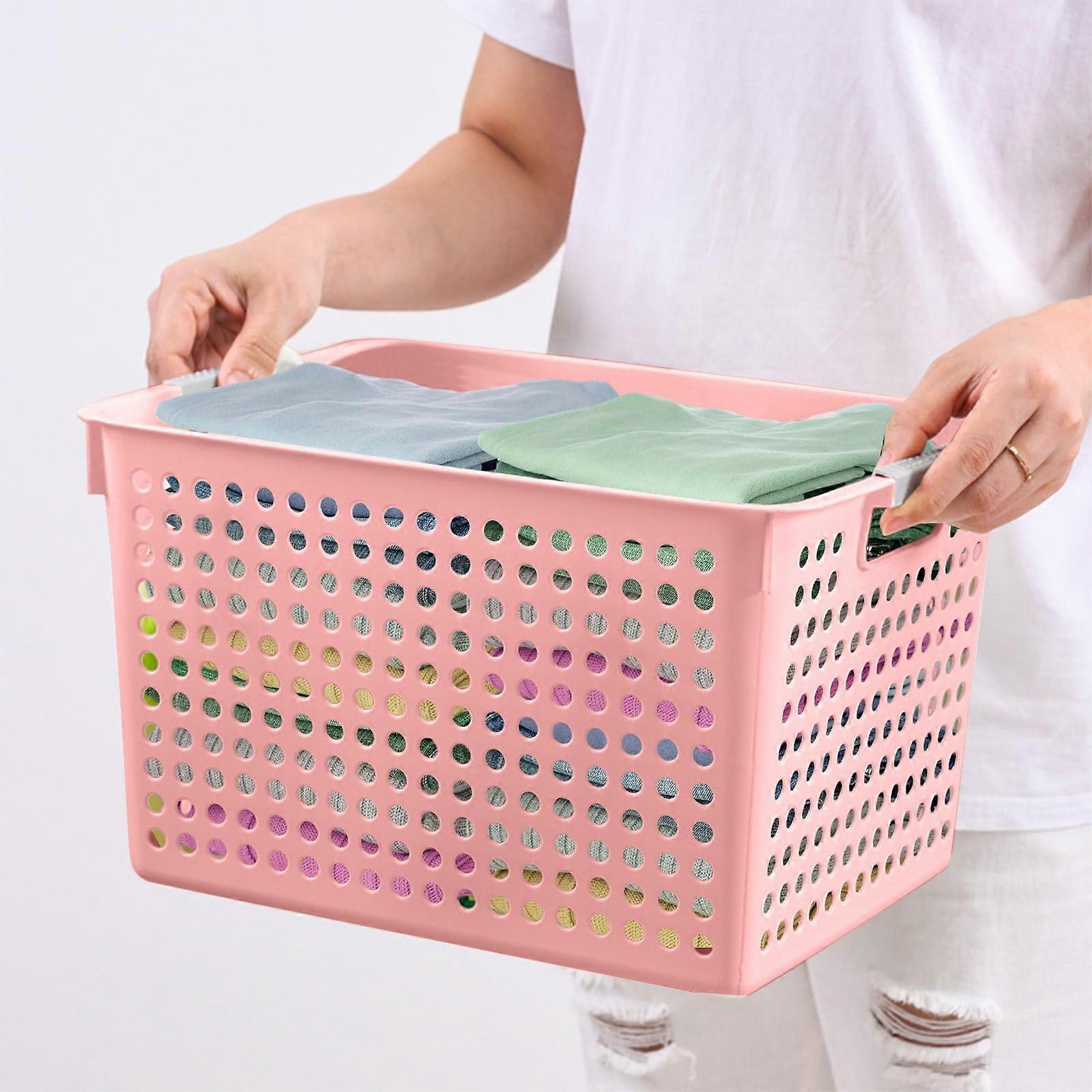 Wäschekorb Aus Kunststoff – Mit Silberfarbenem Griff Und Belüftungslöchern – Für Kleidung, Spielzeug, Sportgeräte – Für Familien, Studentenwohnheime, 1 Stück