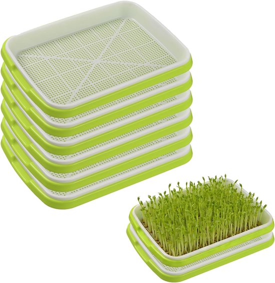 Anzuchtschalen Keimschalen Anzuchtschalen Für Microgreens Erdlose Anzucht 34 X 25 Cm / 22 X 14 Cm Grün Und Weiß