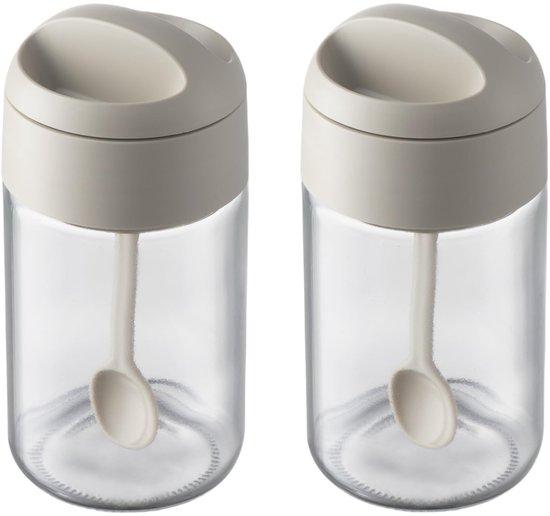 Zuckerdose/gewürzglas Mit Löffel Luftdichte Aufbewahrung Und Dosierung Hitzebeständiges Glas 250 Ml Fassungsvermögen 2er Set Für Küchenarbeitspla