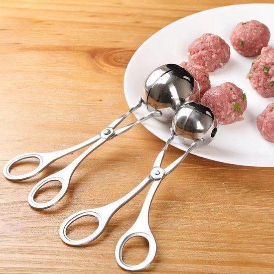 2 Teiliges Edelstahl Fleischbällchen Set: Fleischbällchenformer, Fleischbällchenschneider, Rindfleischbällchenformer, Kochgerät, Hamburger Fleisc