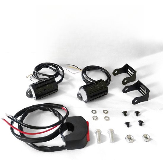 Zwei Motorradscheinwerfer Mit Schaltern + Led-mini-zweifarben-außenscheinwerfer. Geeignet Für Elektrofahrzeuge (weißes Licht).