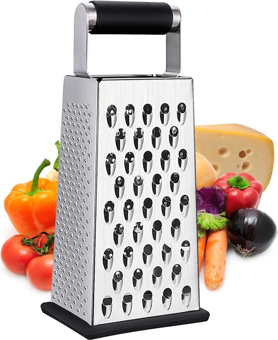 1-teilige Käsereibe & Blockreibe Aus Edelstahl – 4-in-1 Multifunktional – Universell – Für Küche & Kochen – Mit Rutschfestem Griff
