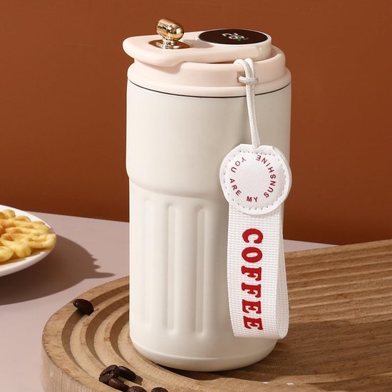 Kaffeebecher Für Unterwegs 414 Ml Edelstahl Kaffeebecher Vakuumisolierter Becher Mit Temperaturanzeige Outdoor Kaffeebecher Campingbecher Mit Aus
