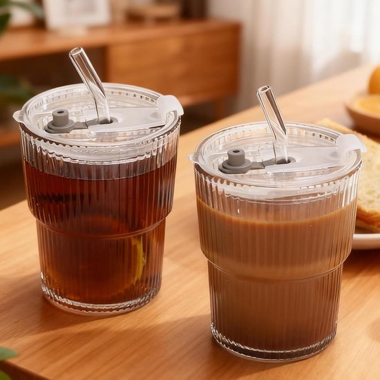 Gläser Mit Deckel Und Strohhalm Matcha Gläser 450 Ml Kaffeeglas Mit Strohhalm Für Matcha, Saft Und Smoothies