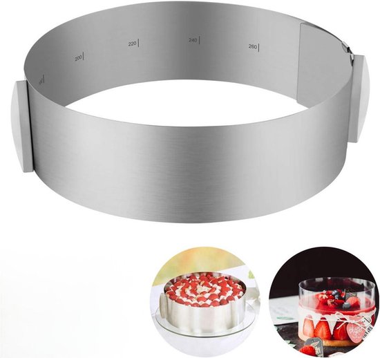 Verstellbarer Runder Tortenring Aus Edelstahl, Durchmesser 16 30 Cm, Erdbeermousse Dessertform, Für Gebäck Und Kuchenzubereitung, Höhe 8 Cm