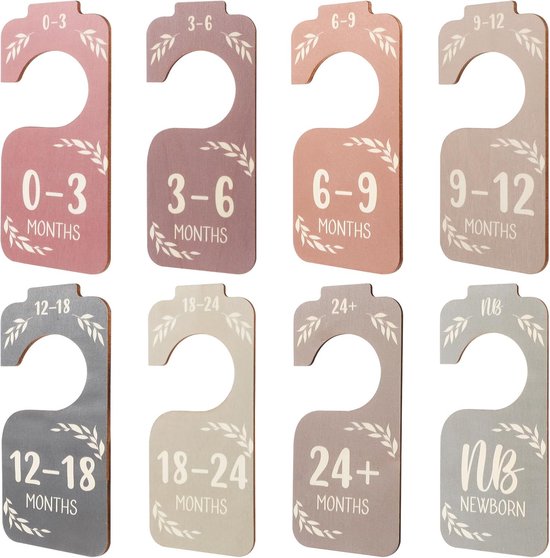 8-teiliges Babykleiderschrank-regalset Aus Holz Farbenfrohes Doppelseitiges Aufbewahrungsregal Für Babykleidung Geeignet Für Neugeborene Bis 24 24