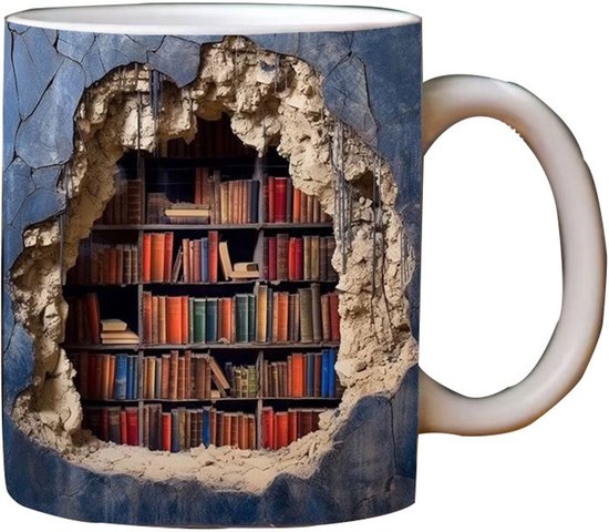 Kreativ Bemalter Becher Becher Mit Bibliotheksregal Motiv Kaffeebecher Keramik