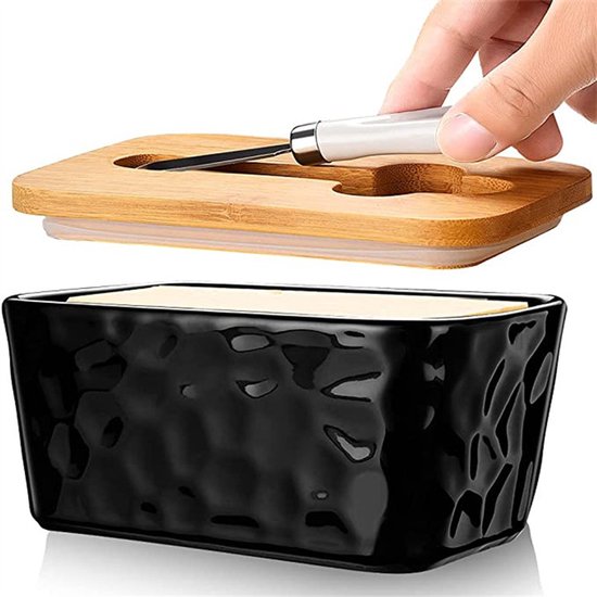 Butterdose Mit Keramiksteinmotiv Butterdose Mit Deckel Butterdosen Set Brotdose Mit Messer Schwarz
