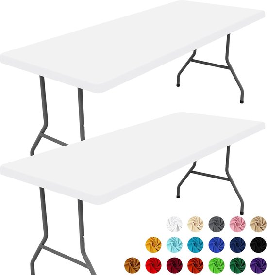 Set Mit 2 Rechteckigen Stretch Tischdecken (180 Cm) Eng Anliegende Tischdecke Für Picknicks, Camping, Bankette Und Partys Waschbare, Dehnbare Tis