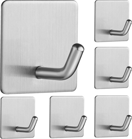 Haken，edelstahl，6er-set，selbstklebende Wandhaken，kein Bohren Erforderlich，wasserdichte Kleiderhaken Und Handbrausehalter Für Küche Und Bad