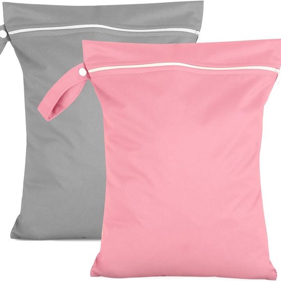 Wasserdichter Faltbarer Reisewäschebeutel 40 X 30 Cm 2er-set Mit Reißverschluss Und Griff Geeignet Für Nasse Kleidung Badebekleidung Babywindeln Rosa