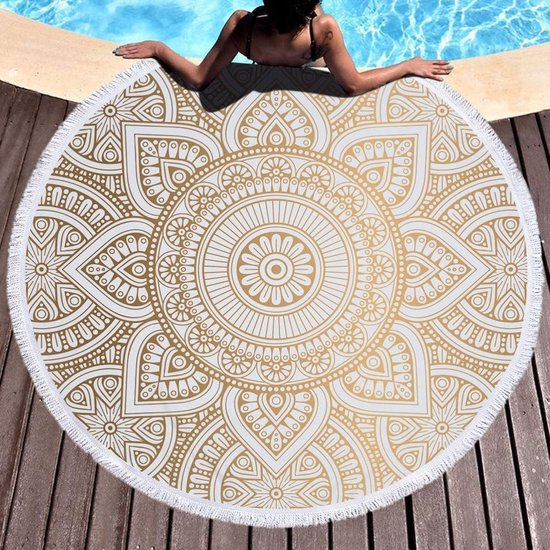 Rundes Strandtuch Mit Mandala Muster, Mikrofaser Strandtuch, Leichte Stranddecke Für Kinder, Jugendliche Und Erwachsene