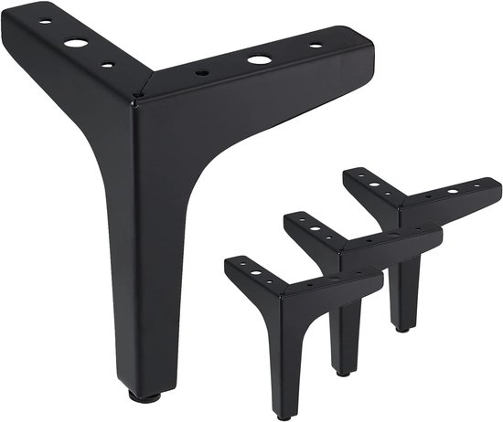 Möbelfüße 4 Stück Sofabeine Eisen Schrankbeine Tischbeine Dreieckig Bodenschutz Rutschfest Und Abriebfest Für Sofa, Schrank, Tisch 10 Cm Schwarz