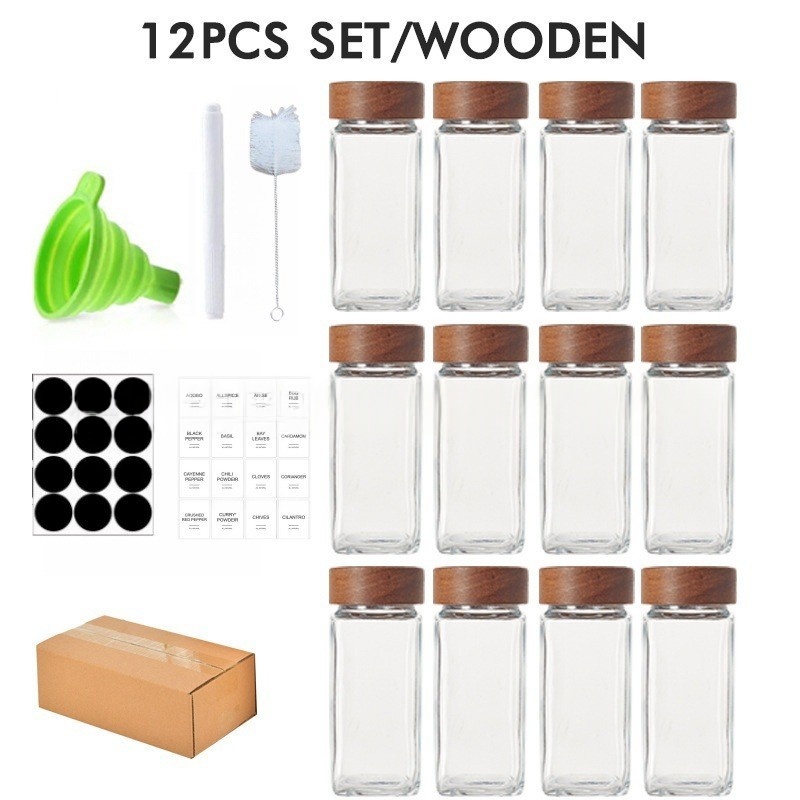 12-teiliges Gewürzflaschen-set – Küchengewürzgläser, Pfefferstreuer, Glas – Haushalts-gewürztrennung
