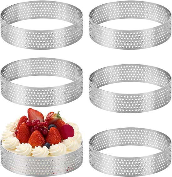 6 Teiliger Gebäckring, Perforierter Tortenring Aus Edelstahl 430, Gebäckform, Mini Kuchenform, Mini Pizzaform, Muffinform, Ø 10 Cm, 2 Cm Hoch