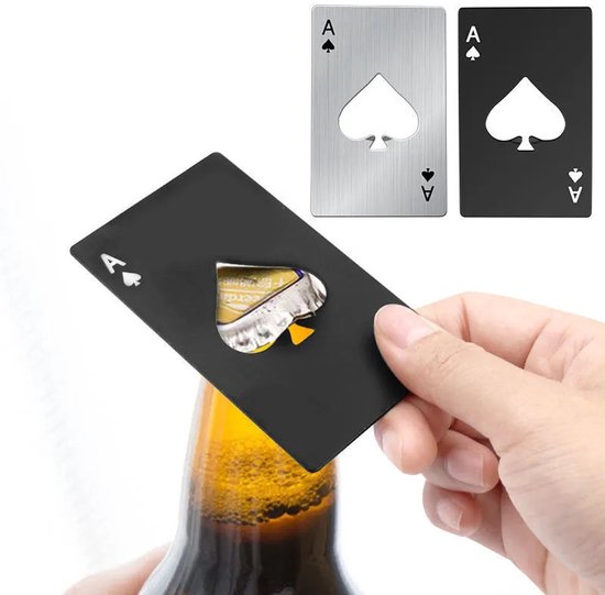 2 Flaschenöffner Im Pokerkarten Design, Edelstahl, Bierflaschenöffner Im Kreditkartenformat Flaschenöffner Im Pokerkarten Design Pik Ass Design
