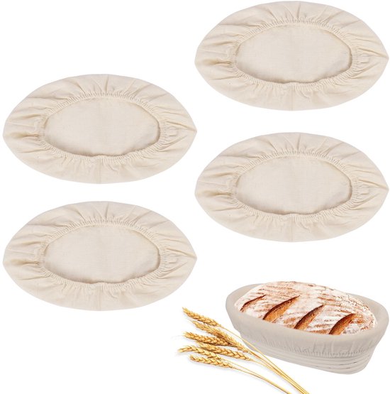4 Teiliges Gärtuch Set Waschbarer Stoffbezug Für Schüsseln Gärkorb Einsatz Runder Gärdeckel Für Brot Für Bäckereien, Hobbybäcker, Sauerteigbrot U