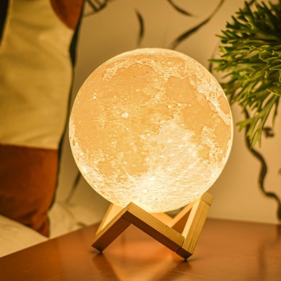 Mondlampe, 3d-gedruckte Mondlampe, Dimmbar, Usb-aufladbar, Touch-funktion, Romantisches Geschenk Für Kinder Und Paare Zum Geburtstag, Schlafzimmer (18 Cm)
