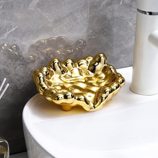 Kreativer Seifenspender Mit Selbstentleerender Seifenschale Rutschfester Seifenhalter Für Bad, Küche Und Reisen, Einteiliges Goldfarbenes Design