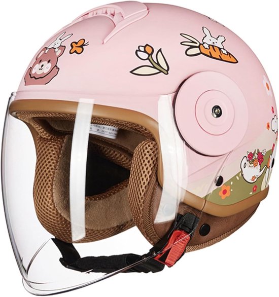 Lustiger Elektrischer Motorrad-halbhelm Für Kinder Ece-geprüfter Offener Halbschalenhelm Für Kinder Von 2 14 Jahren Retro-mopedhelm Für Jungen 46