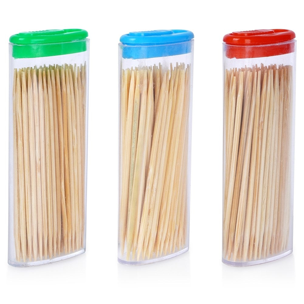 Set Of 3 Pk Wooden Toothpicks 80 Pcs Per Pack Perfect For Snacks