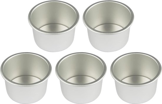 5 Teiliges Set Aus Runden Mini Kuchenformen (5 Cm Durchmesser) Backformen Backblech Aluminium Käsekuchenformen Mit Herausnehmbarem Boden Antihaft