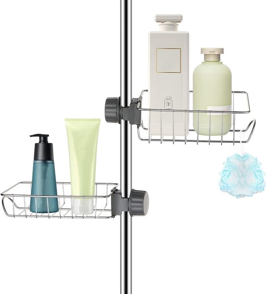 2x Duschablage Aus Edelstahl Kein Bohren Erforderlich Teleskop Duschablage Aus Edelstahl Duschstütze Seifenablage Duschstange Shampoo Duschablage