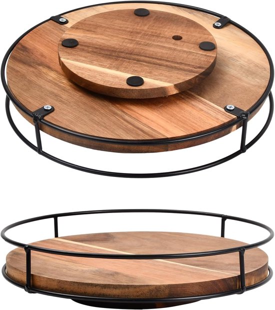 Drehbarer Organizer – Großes Rundes Gewürzregal Aus Holz, 26 Cm, 360° Drehbar, Rutschfest, Geeignet Für Küche, Kühlschrank Und Badezimmerkommode