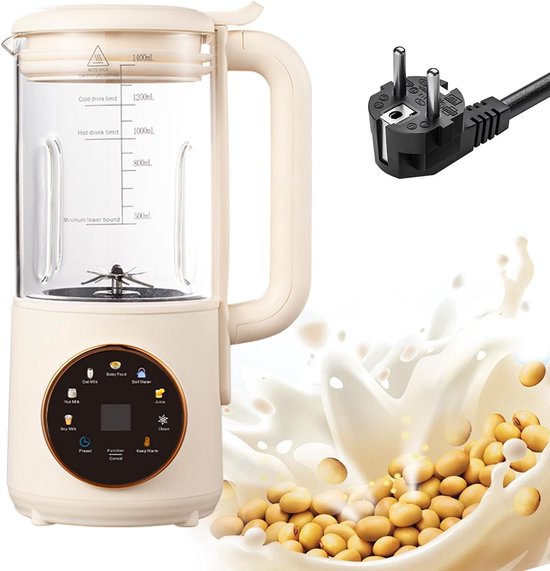 8-in-1-automatischer Milchaufbereiter Für Pflanzliche Milch, 1400-ml-entsafter Mit 16 Klingen Und Startzeitvorwahl