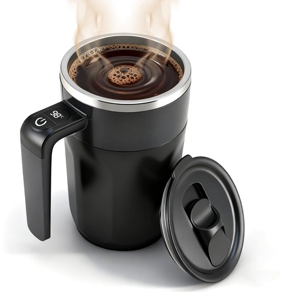 Kaffeebecher Mit Temperaturanzeige Und Automatischer Rührfunktion, Wiederaufladbarer Rührbecher, Automatischer Rührbecher Mit Deckel, Für Kaffee,
