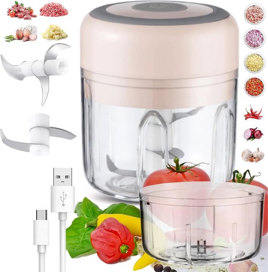 Elektrische Küchenmaschine Zwiebelschneider Knoblauchpresse Mini-mixer Mini-küchenmaschine Geeignet Für Fleisch Obst Gemüse Ingwer Zwiebeln Nüsse