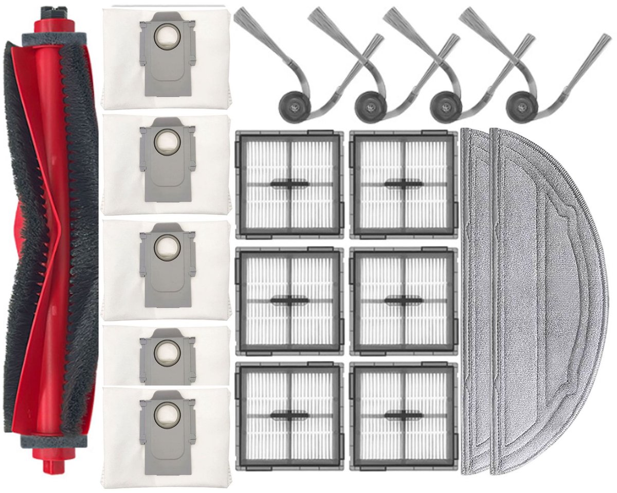 Zubehörset – 18-teilig – Passend Für Den Roborock Q10 S5+ Saugroboter – 1 Hauptbürste, 2 Wischpads, 4 Seitenbürsten, 6 Hepa-filter, 5 Staubbeutel