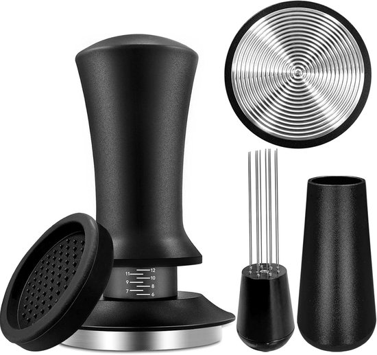 51 Mm Kaffeetamper - Espressotamper Mit Verstellbarer Skala - Kaffeetamper Aus Edelstahl - 51 Mm Kaffeetamper Mit Holzgriff.