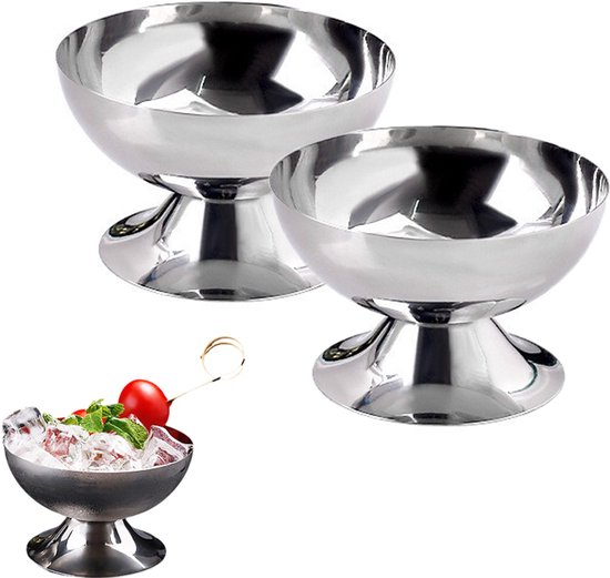 2 Teiliges Eisbecher Set Edelstahl Eisschale Dessertschale Dessertbecher Eisschale Puddingbecher 10 X 10 X 6,2 Cm Leicht Zu Reinigen Für Eis, Des
