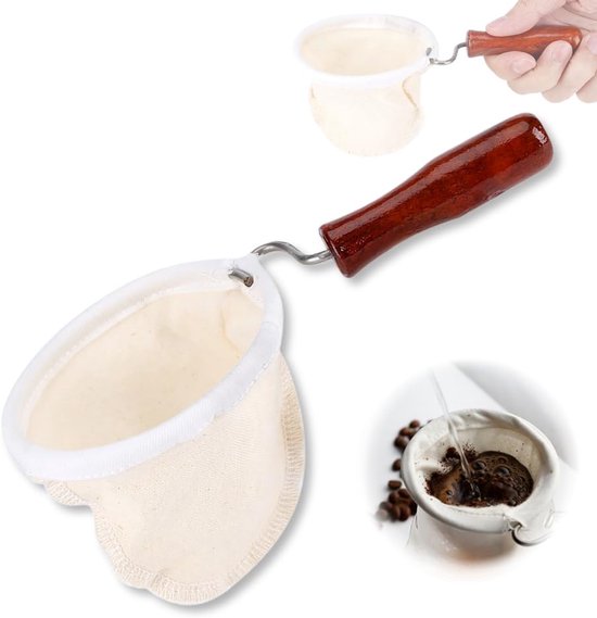 Stoff Kaffeefilter Waschbarer, Wiederverwendbarer Flanell Kaffeefilter Kaffeefilter Aus Stoff Für Ein Besseres Kaffeegefühl Mit Holzgriff Für Kaf