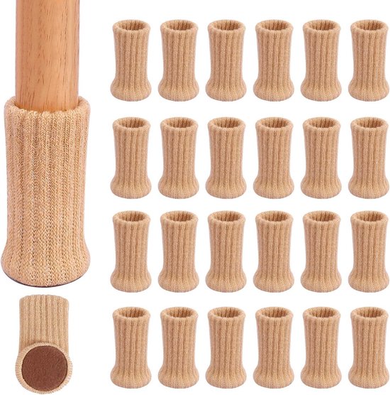 Stuhlbeinschoner – Bodenschoner – Stuhlsocken – Stuhlbeinkappen – Bodenschutz – Khaki – 24 Stück