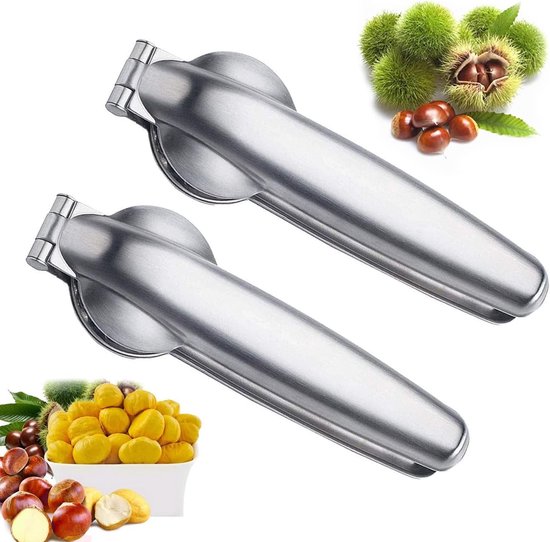 Kastanienschneider Und Clip 2 In 1 Edelstahl 17,5 Cm Für Walnüsse, Kastanien Und Nüsse 2 Stück