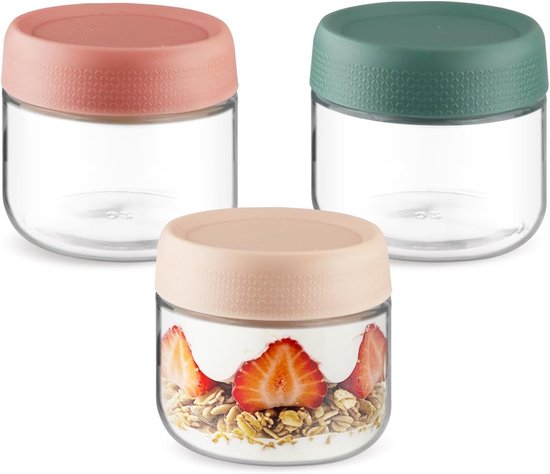 Leere, Durchsichtige Glasbehälter Mit Luftdichten Deckeln, Für Overnight Oats, Joghurt, Snacks, Gewürze, Zucker, Marmelade Und Mehr (3 Stück, Ver